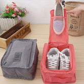 RKPM Multifunctional Zipper Waterproof Shoes Bag Nylon Material, Shoes Pouch with Handle, Shoes Storage Organizer Bag with 2 Pockets Ideal for Travel, Workout, Dancing, Gym(Multi Color Any 1 Pcs)