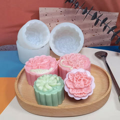 RKPM HOMES Moon Cake Mold I 3D Crystal Snowy Liquid Autumn Mooncake Silicone Casting Moulds I for DIY Handmade Cake Chocolate Candy Ice Jelly Pastry Soap Resin Candle Art Craft (Peony Shape)