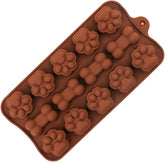 RKPM HOMES Chocolate Mould I 3D Fondant Cat Claw Bone Shape Silicone Baking Mold Tray I for Handmade DIY Jelly Cakes Dessert Candy Pastry Polymer Clay Muffin Cupcake Decoration Tool I Brown - 14Cavity