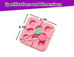RKPM HOMES Silicone Lollipop Mold 8 Cavity Chocolate Hard Candy Sucker Molds Heart Round Shapes Mold (1 Pcs Mold)