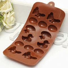 RKPM HOMES Rabbit and Duck Shape Chocolate Mould | Silicone Candy Mold | Baking Tools for Cake Chocolate Candy Ice Jelly | Cake Baking Moulds | Bakeware Molds | Brown – 14 Cavity