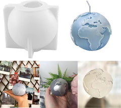 RKPM HOMES Globe Candle Mold I 3D Earth Round Shape Casting Silicone Cement Mould I Succulent Concrete Molds for DIY Handmade Desktop Ornaments Aromatherapy Plaster Resin Art Craft Making Home Décor