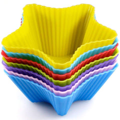 RKPM HOMES Paper Cake Cup Liners | Silicone Baking Cups | Muffin Cupcake Cases | Microwave or Oven Tray Safe | for Handmade Soap, Biscuit, Chocolate, Muffins, Jelly (Star Shape, 6 Pcs)