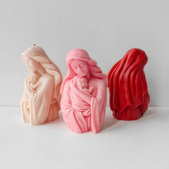 RKPM HOMES Blessed Virgin Mary with Baby Jesus Statue Candle Mold I Madonna & Child Silicone Scented Sculpture Mould I for Handmade Ornament Cake Décor Aromatherapy Soap Resin Casting Art Craft Making