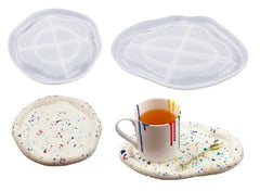 RKPM HOMES Coaster Mould I Silicone Irregular Clouds Epoxy Resin Deep Casting Tray I for Homemade Ornament DIY Art Crafts Jewelry Storage Box Ring Trinket Container Home Table Decoration (2PCs)