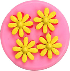 RKPM HOMES Daisy Flower Candy Fondant Mold I 3D Flowers Silicone Chocolate Mould I for DIY Handmade Sugarcraft Cake Décor Polymer Cupcake Cookies Dessert Muffin Soap Resin Wax Making - 4 Cavity