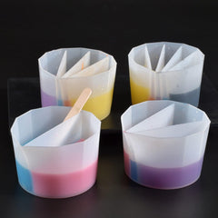 RKPM HOMES 4 Split Cup with 10 wooden sticks, 1 Cup, and 2 Stirring Stick I 2-5 Channels Dividers I for Multicolor DIY Pours with Resin, Paint, Art Crafts Fluid Epoxy Oil Painting Making – Pack of 17