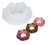 RKPM HOMES Lotus Shape Tealight Candle Holder Mold I 3D Fondant Flower Candlestick Epoxy Casting Silicone Mould I for DIY Handmade Art Craft Jewelry Storage Box Trinket Container Home Table Decoration