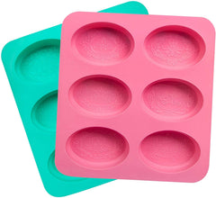 RKPM HOMES 6 Cavities Silicone Soap Molds, Homemade Soap Making Chocolate Baking Molds (Oval Patten Silicone Mold)