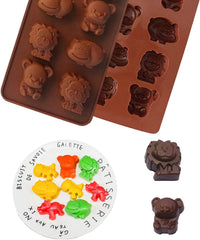 RKPM HOMES Animal Shape Chocolate Mould | Silicone Candy Mold | Baking Tools For Cake Chocolate Candy Ice Jelly | Cake Baking Moulds | Bakeware Molds | Brown 8 Cavity,10X10X10 Cm