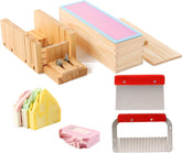 RKPM HOMES Rectangle Silicone Soap Mold with Wood Box, Soap Beveler Planer with Stainless Steel Wavy & Straight Scraper I for Homemade Lotion Bar, Bath Bombs, Craft Art – Set of 5Pc