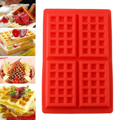 RKPM 4 Cavity Silicone Waffle Mold, 10-inch, Red