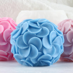 RKPM HOMES Plumeria Ball Candle Mold I 3D Fondant Round Frangipani Flower Shaped Silicone Scented Mould I for DIY Handmade Cake Décor Aromatherapy Soap Resin Art Craft Making Home Decoration (Small)