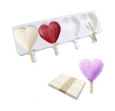 RKPM HOMES 4 Cavity Heart Shape Lollipop Silicone Candy Mold Silicon Chocolate Lollipop Moulds (4 Cavity Heart Candy)
