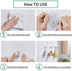 RKPM HOMES Transparent-Glue Hooks Hooks for Hanging - Heavy Duty Shower Sticky Hooks Key Hook Seamless Waterproof and Oil Proof,for Kitchen Bathroom Ceiling Window. 12 Pack