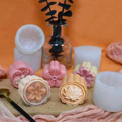 RKPM HOMES Moon Cake Mold I 3D Crystal Snowy Liquid Autumn Mooncake Silicone casting Moulds I for DIY Handmade Cake Chocolate Candy Ice Jelly Pastry Soap Resin Candle Art Craft (Cherry Blossom2 Shape)