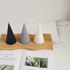 RKPM HOMES Cone Shaped Candle Mold I 3D Conical Pillar Acrylic Candlestick Wax Mould I Modern Creative Shape Molds I for DIY Handmade Ornament Cake Décor Aromatherapy Art Craft Making (Striped)