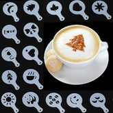 RKPM HOMES Cappuccino Coffee Barista Stencils Template Strew Pad Duster Spray -Pack of 16