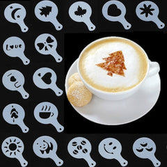 RKPM HOMES Cappuccino Coffee Barista Stencils Template Strew Pad Duster Spray -Pack of 16