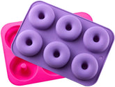 RKPM HOMES Donut Shape Mold I 3D Fondant Silicone Doughnuts Baking Tray I Muffin Cupcake Pan I Microwave or Oven Tray Safe I for Homemade DIY Biscuit, Chocolate, Muffins, Jelly, Bagels - 6 Cavity