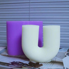 RKPM HOMES U-Shape Candle Molds I 3D Cylindrical Striped Pillar Geometric Silicone Epoxy Casting Mould I for DIY Handmade Ornament, Aromatherapy, Cake Décor, Soap, Resin Art Craft Home Decoration