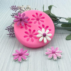 RKPM HOMES Daisy Flower Candy Fondant Mold I 3D Flowers Silicone Chocolate Mould I for DIY Handmade Sugarcraft Cake Décor Polymer Cupcake Cookies Dessert Muffin Soap Resin Wax Making - 4 Cavity