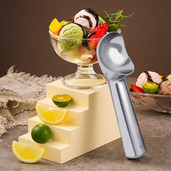 RKPM HOMES Ice Cream Scoop I Aluminum Design Ice Cream Scooper I Nonstick Anti-Freeze, Heavy Duty Durable I Lightweight I Spoon for Gelato, Cookie Dough, Sorbet, Almond – 7Inch (Light Silver)