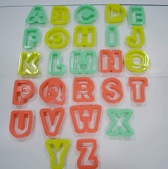 RKPM HOMES Fondant Cutter & Embosser, Food Grade Plastic, 26 Multi Color ABCD