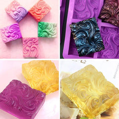 RKPM HOMES Soaps Molds | Silicone Square Shape Mould with Ocean Wave Pattern | Handmade Sharp Edges Soap Making Forms | 3D Moulds for Cake Chocolate Candy Ice Jelly Brownie Dessert - 4 Cavity