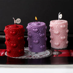 RKPM HOMES Heart Shape Candle Mold I 3D Love Column Geometric Cylindrical Pillar Silicone Epoxy Mould I for DIY Handmade Ornament Chocolate Cake Décor Aromatherapy Soap Resin Art Craft Home Decoration