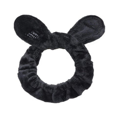 SYGA Girls Rabbit Ear Bowknot Hair Bands for Makeup, Elastic Velvet Face Wash Bath Shower Makeup Cosmetic Beauty Headbands for Washing Spa Yoga Face Care hair Accessories for Girls Women (Black)