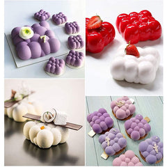 RKPM HOMES Cloud Shape Mold for Mousse Cake | 3D DIY Fondant Silicone Mousse Candy Mold | Baking Tools for Cake Chocolate Candy Ice Jelly Soap | Cake Baking Moulds | Bakeware Molds | White - 6 Cavity
