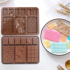 RKPM HOMES Break-Apart Shape Chocolate Mould | Dairy Milk Chocolate Bar | Silicone DIY 3D Candy Mold | Ideal for Chocolate, Cake, Brownie Topper, Gummy, Jello and Cake Decoration | Brown - 9 Cavity