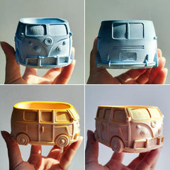RKPM HOMES Resin Mold I 3D Bus Shape Silicone Epoxy Candlestick Mould I Succulent Concrete Molds for DIY Handmade Art Crafts Candles Jewelry Storage Box Ring Trinket Container Flower Pot Holder