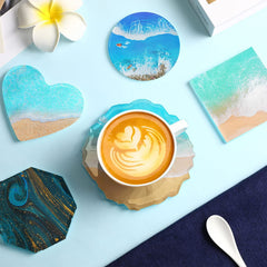 RKPM HOMES Coaster Molds I Silicone Mix Shape UV Epoxy Resin Casting Mould I for Homemade Ornament DIY Art Crafts Jewelry Trinket Container Home Office Table Decorations (Mix Shape - 6 Pcs)