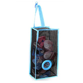 RKPM HOMES Wall Mount Plastic Bags Holder Hanging Grocery Bag Container Plastic Grocery Bag Saver Mesh Grocery Bag Dispenser for Kitchen Bathroom Office Blue (Large Size: 48 X 20 X 10 cm)