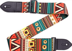 RKPM HOMES Guitar Strap I Soft Straps with PU Leather Ends I Adjustable Ultra Comfortable Belt I Modern Printed Design I for Electric, Acoustic, Bass, Classic Guitar, Ukulele (Folk Custom)