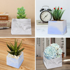 RKPM HOMES Planter Mold I Double-Layer Design Square and Round Shape Casting Plant Silicone Epoxy Candlestick Mould I Succulent Concrete Molds for DIY Homemade Flower Cement Gardening Pots (Square)