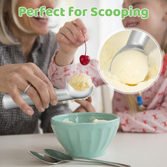 RKPM HOMES Ice Cream Scoop I Aluminum Design Ice Cream Scooper I Nonstick Anti-Freeze, Heavy Duty Durable I Lightweight I Spoon for Gelato, Cookie Dough, Sorbet, Almond – 7Inch (Silver)