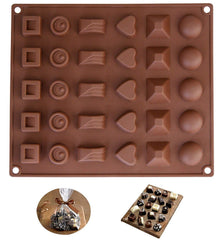 RKPM HOMES 6 Different Shape Chocolate Mould | Silicone Candy Mold | Baking Tools for Cake Chocolate Candy Ice Jelly | Cake Baking Moulds | Bakeware Molds | Brown – 30 Cavity