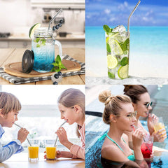 RKPM Stainless Steel Straws, Reusable Drinking Straws Eco-Friendly Straight and Bend Straws for 250-800 ML Tumblers Cups Mugs Cold Beverage with FDA Grade (4 Bend Straw with Cleaning Brush Silver)