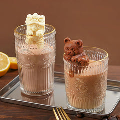 RKPM HOMES Ice Cube Mold I 3D Fondant Cute Animal Shape Stereographic Silica Gel Mould I Cup Hanging Soft Reusable Ice Maker Molds I Drink Decoration for Ice Coffee Juice Cocktail Milk Tea (Bear)