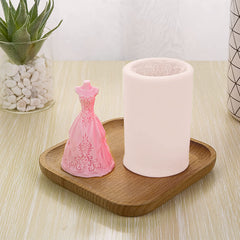 RKPM HOMES Candle Mold I 3D Women Wedding Dress Shape Silicone Scented Wax Mould I for DIY Handmade Ornament, Cake Décor, Aromatherapy, Soap, Resin Art Craft Making Wedding Party Decoration (A)