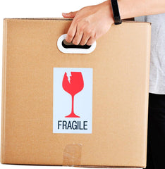 RKPM HOMES Fragile with Broken Glass Stickers I Rectangular Strong Adhesive Labels I for Shipping Moving Safe Handling Label Warning Caution Sticker I Red, White I 3X4 Inch - Pack of 200