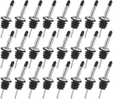 RKPM HOMES™ Stainless Steel Classic Bottle Pourers Tapered Spout - Oil Spout for Olive Oil Pour Set Bottle Spout and Wine Pour Liquor Pourers with Rubber Dust Caps Covers - 24 Pcs