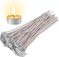 RKPM HOMES Cotton Floral Candle Wick I with Metal Sustainer Tabs I Low Smoke Pre-Waxed I 9cm, 100