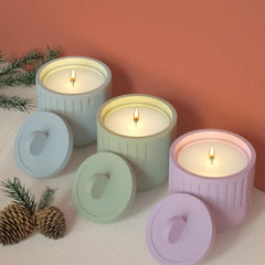 RKPM HOMES Candles Holders Resin Mold I Striped Round Shape Concrete Silicone Epoxy Casting Jar Mould with Lid I for DIY Handmade Necklace Art Crafts Jewelry Storage Box Ring Trinket Container (Lining)