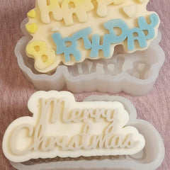 RKPM HOMES Chocolate Mould I 3D Fondant English Letters Silicone Candy Mold I for DIY Handmade Soap, Candle, Cakes French Dessert, Pastry, Muffin Cookies, Cupcake, Decoration Tools (Merry Christmas)