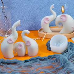 RKPM HOMES Elephant Shape Candle Mold I 3D Fondant Mother & Baby Silicone Pillar Epoxy Sculpture Mould I for DIY Handmade Ornament Chocolate, Cake Décor, Aromatherapy, Soap, Resin Art Craft (Mold up)