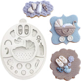 RKPM HOMES Baby Shower Theme Fondant Mold I 3D Newborn Baby Accessories Mini Round Silicone Mould I for DIY Handmade Chocolate Cake Décor Polymer Clay Candy Cookies Cupcake Gummy Resin Art Craft (885)
